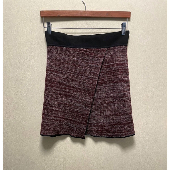 Isabel Marant Womens Mini Skirt Size EU 38 US 6 Maroon Knit Faux Wrap NWT FLAW - Picture 1 of 10